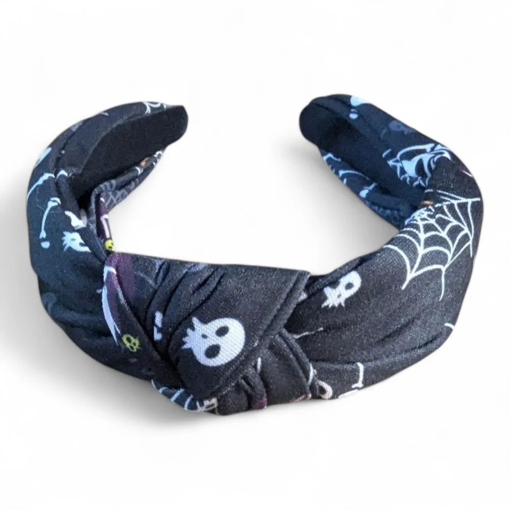 Halloween Themed Headband Spider Web Ghost Design Black NEW